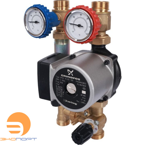 Насосная группа с 3-х ходовым приводным смесителем 3/4" с насосом Grundfos UPSO 15-65 130