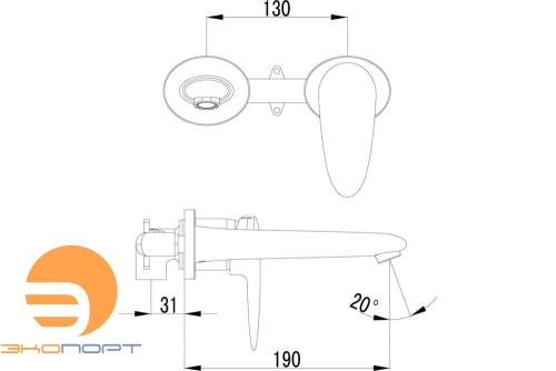Смеситель для умывальника встраиваемый, хром STATUS, LEMARK