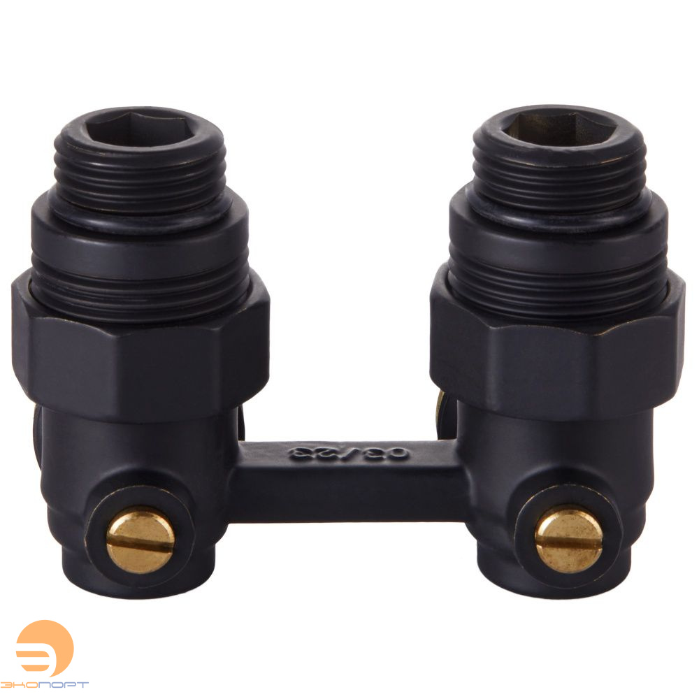 Узел нижнего подключения угловой 1/2"х3/4" EK (черный) под отвертку,  Royal Thermo