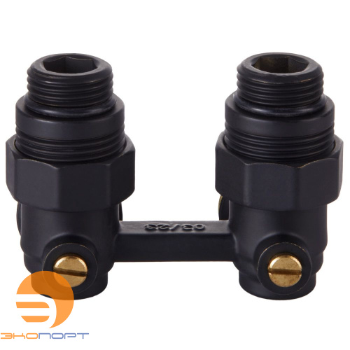 Узел нижнего подключения угловой 1/2"х3/4" EK (черный) под отвертку,  Royal Thermo