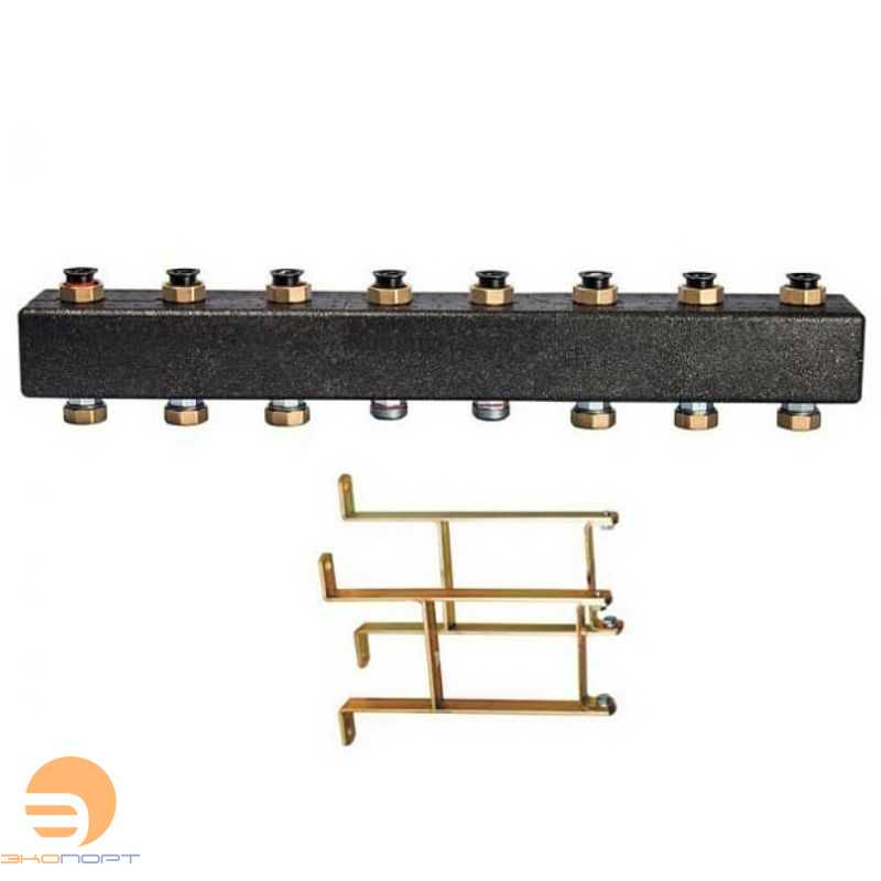 Распределительный коллектор до 7 отопительных контурув (3 м3/ч) + креп. Meibes