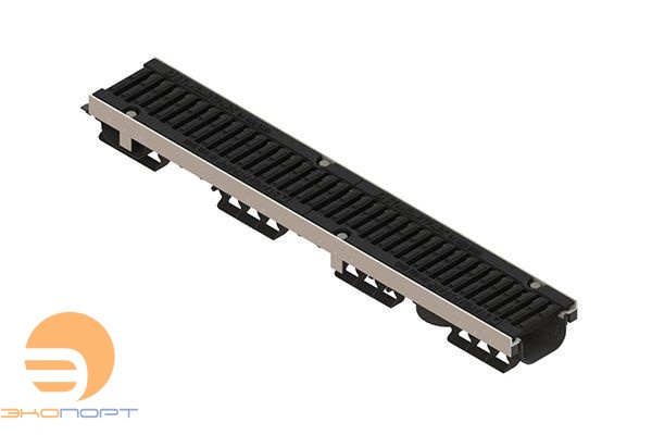 Лоток водоотводный PolyMax Drive ЛВ-10.15.08-ПП пластиковый с решеткой щелевой чугунной ВЧ (к-т)