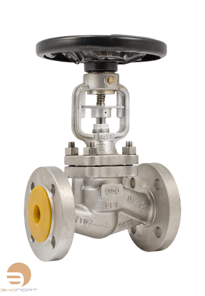 Вентиль запорный KV35.04.02.020.40.Ф/Ф нерж. сталь, сильфонный ф/ф Ду20 Ру40 Тмакс=400оС