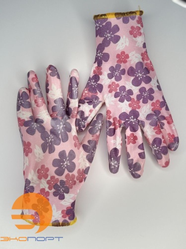Перчатки нейлон 13 класс с нитриловым покрытием р.7 (S) GM1014-Viola-8 Hortus Viola