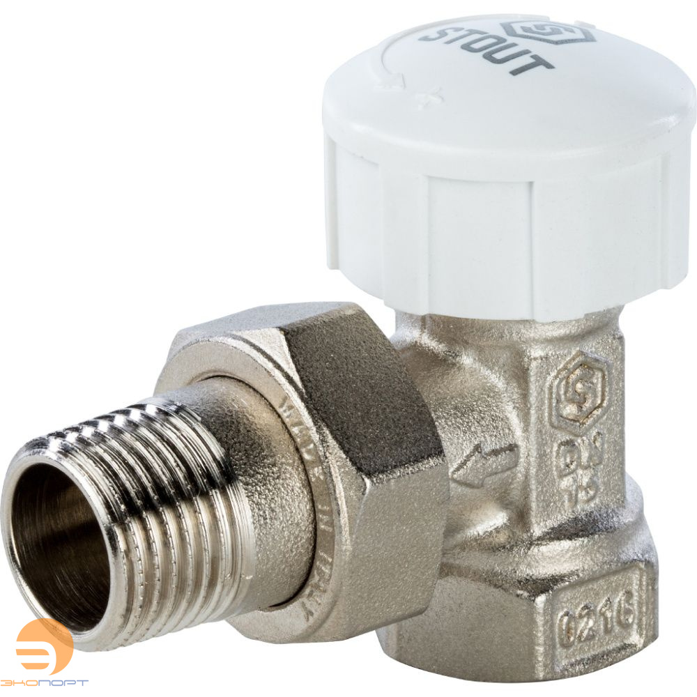 Клапан термостатический, угловой 1/2 STOUT