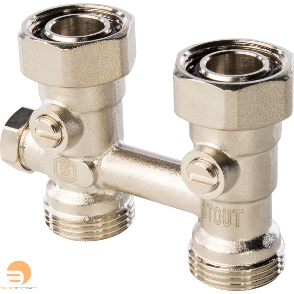 Узел нижнего подключения, прямой 3/4 , радиатора  системы, STOUT