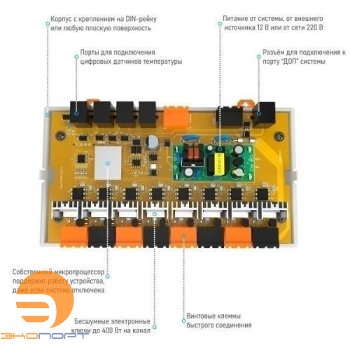 Блок управления смесительными контурами (ПИД‐регулятор), RS485 (Modbus) ectoСontrol