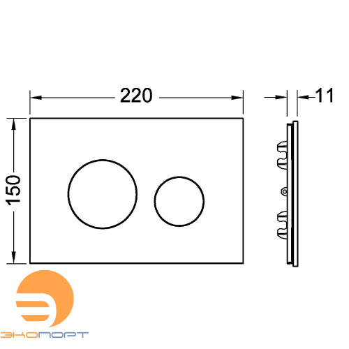 Лицевая панель TECEloop Modular, стекло, зеркало, TECE+Клавиша TECEloop Modular, черный, TECE