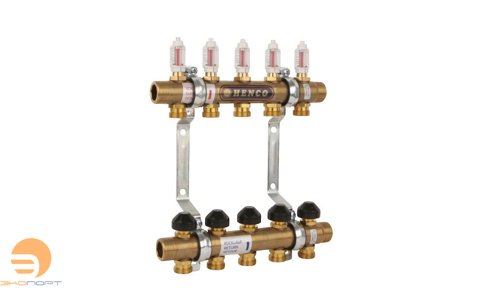 Коллектор теплого пола латунный 1" (8 выходов), HENCO