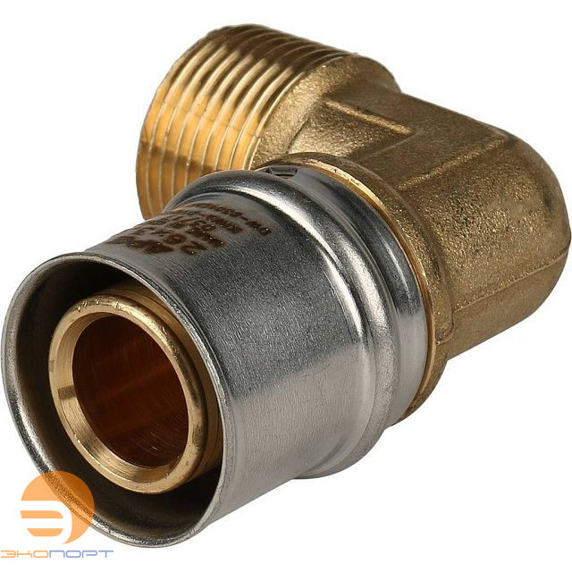 Угольник  26-3/4 НР латунь, пресс Stout