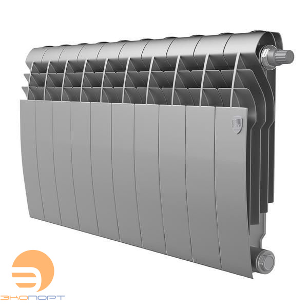 Радиатор биметаллический Silver Satin 350/87 VR80 10 секций (серый, нижнее подключение) Royal Thermo