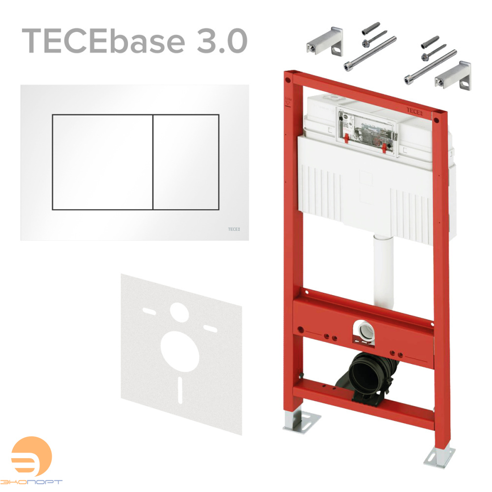 Комплект 4в1 TECEbase 3.0 с ЛАТУННЫМ вентилем с панелью TECEnow, белый матовый, TECE