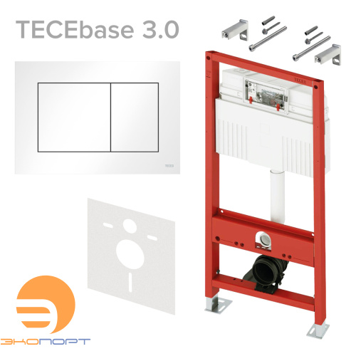 Комплект 4в1 TECEbase 3.0 с ЛАТУННЫМ вентилем с панелью TECEnow, белый матовый, TECE