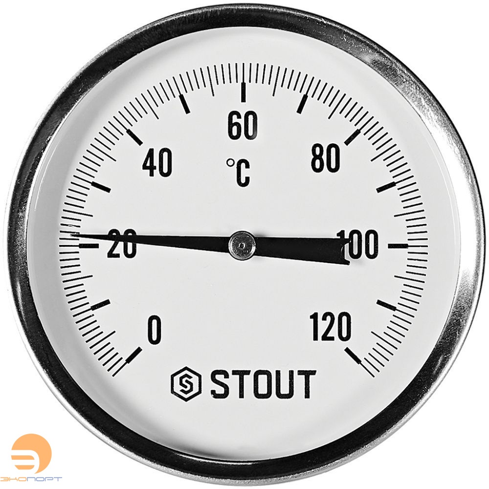 Термометр биметаллический осевой с погружной гильзой. Корпус Dn 80 мм, гильза 50 мм 1/2 , 0...120°С
