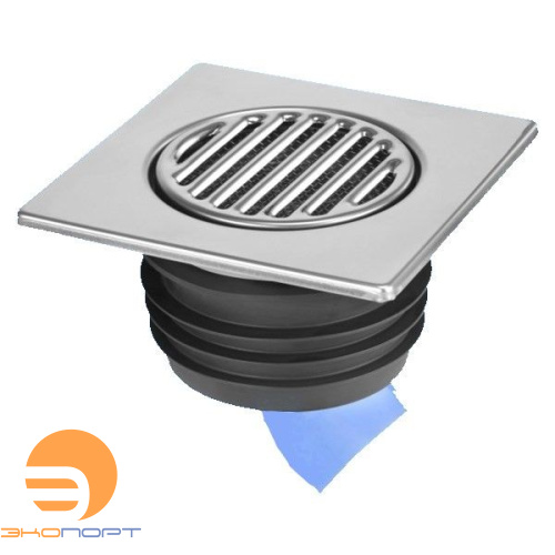 Насадка мет.-"сухой гидрозатвор" с функ. обр. силиконовым клап.(150х150) DN90/110, хром McAlpine