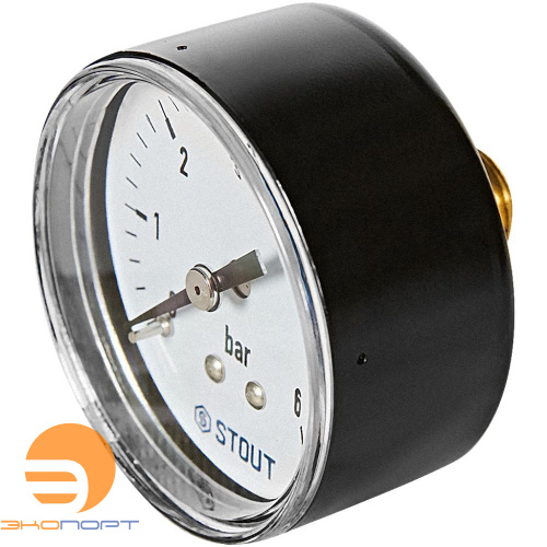 Манометр аксиальный. Корпус Dn 50 мм 1/4 , 0...6 бар, кл.2.5, STOUT 