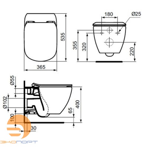Унитаз подвесной TESI AquaBlade®, глубокий смыв, IDEAL STANDARD