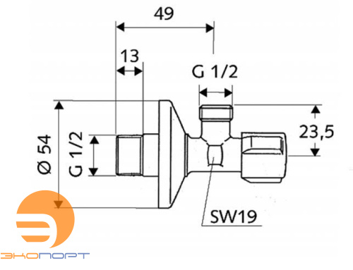 Вентиль угловой 1/2х1/2'', хром SCHELL Comfort