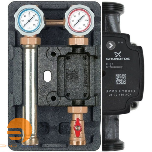 Группа насосная поколение 8 UK без смесителя 1" с насосом Grundfos UPM3 Hybrid 25-70 Meibes