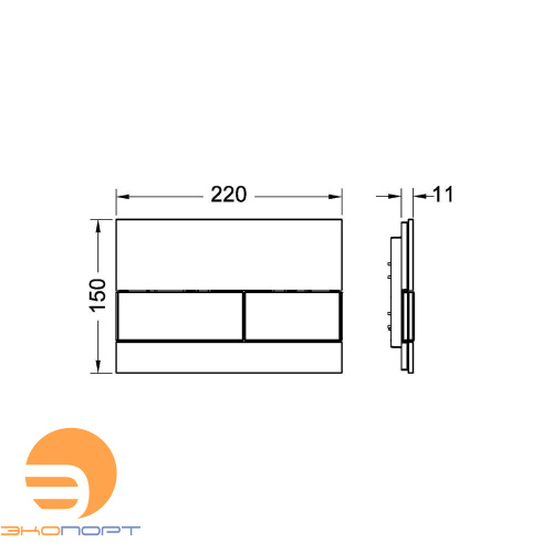 Клавиша TECEsquare, стекло черное, клавиши позолоченые