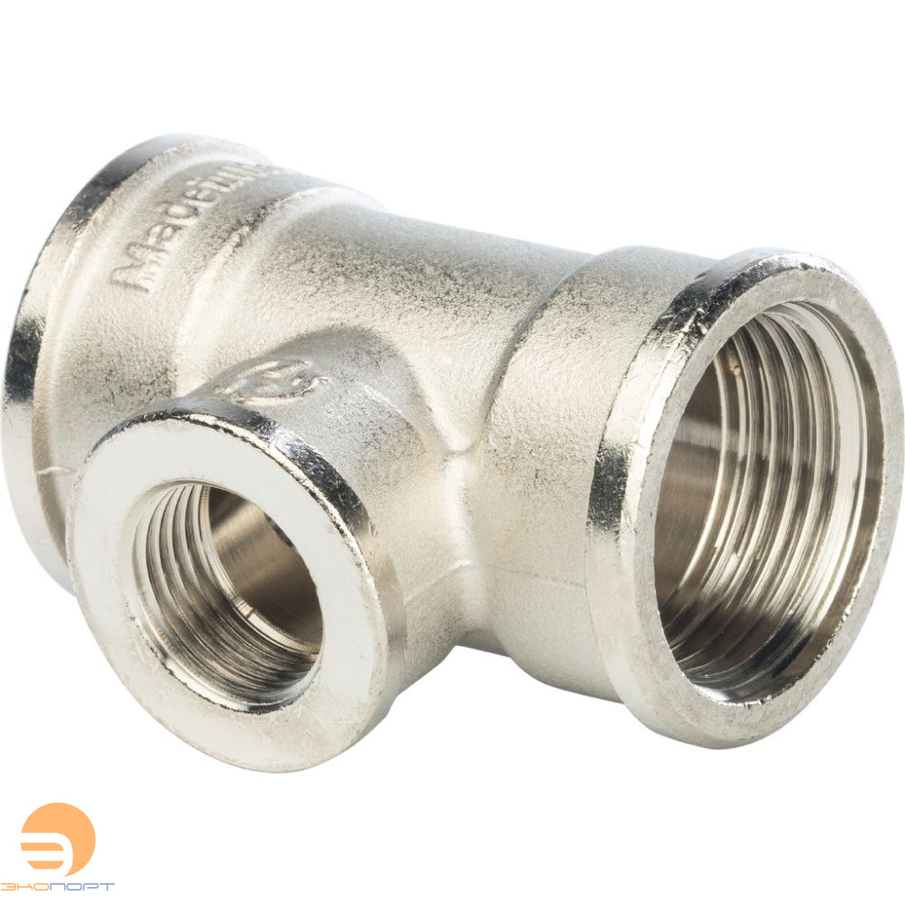 Тройник переходной ВВ 1х1/2х1 (никель) Stout