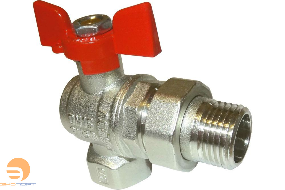 Кран угловой со сгоном НВ  1/2" бабочка Valfex