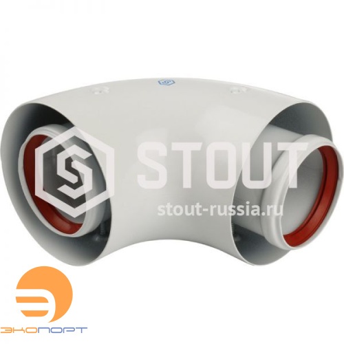 Элемент дымохода 60/100 адаптер д/котла 90° коакс. (Baxi,Viessmann) STOUT