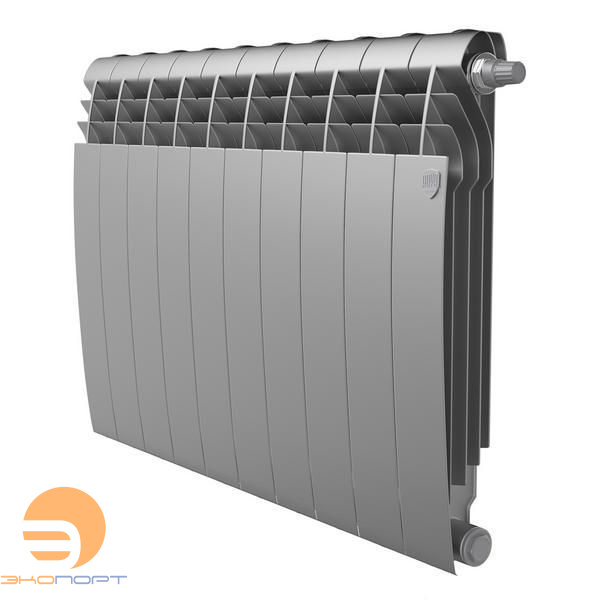 Радиатор биметаллический Silver Satin 500/87 VR80 10 секций (серый, нижнее подключение) Royal Thermo