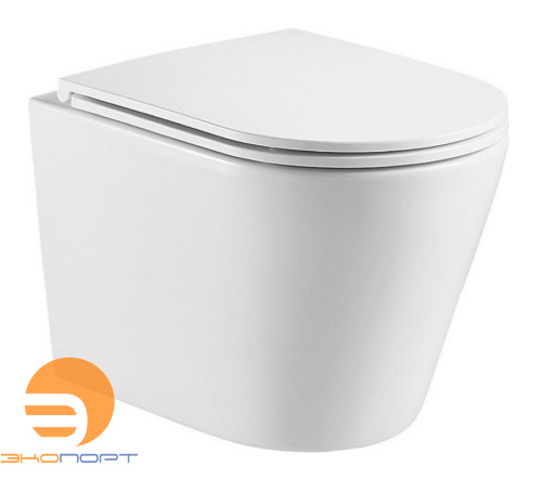 Унитаз подвесной безободковый TERAMO (округлый) "Торнадо", антивсплеск, сидение микролифт AZARIO