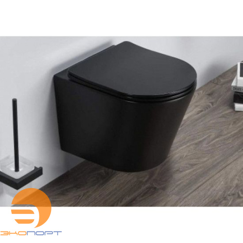 Унитаз подвесной безободковый (круглый) Teramo в комплекте с сидением микролифт Черный мат Azario Унитаз подвесной безободковый (круглый) Teramo в комплекте с сидением микролифт Черный мат Azario