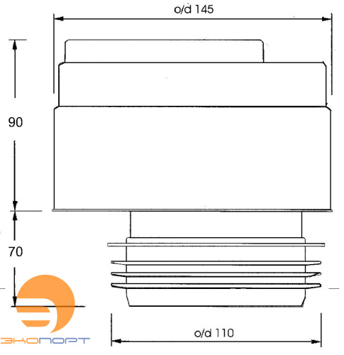 Клапан вентиляционный DN 110 со смещением и прокладкой д/канализации, 48,1л/сек McAlpine