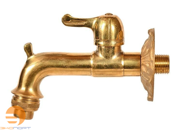 Кран 1/2" вентильный с носиком "АНТИК",золото, SANTERA