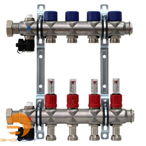 Коллектор с расходомерами на  4 выхода 3/4" евроконус  FRAENKISCHE