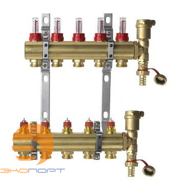 Комплект коллекторов с расходомерами FHF-5F set латунь 