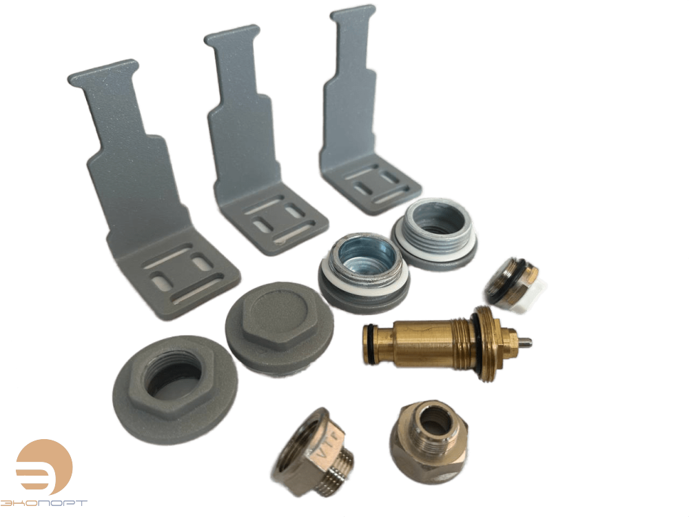 Комплект нижнего подключения Silver RAL 9006 темное серебро Муар