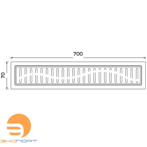 Лоток душевой комб. затвор 70х700 мм (решетка в полоску) Gappo