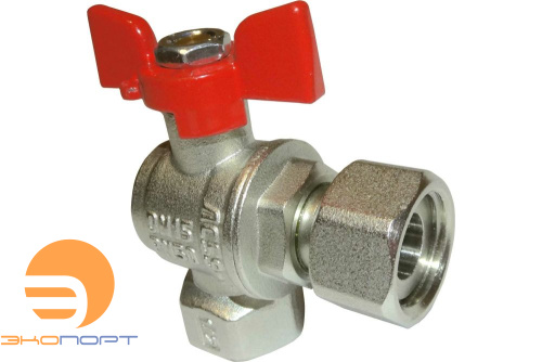 Кран шаровой с накидной гайкой угловой ВР/накидная гайка  1/2" (бабочка) Valfex