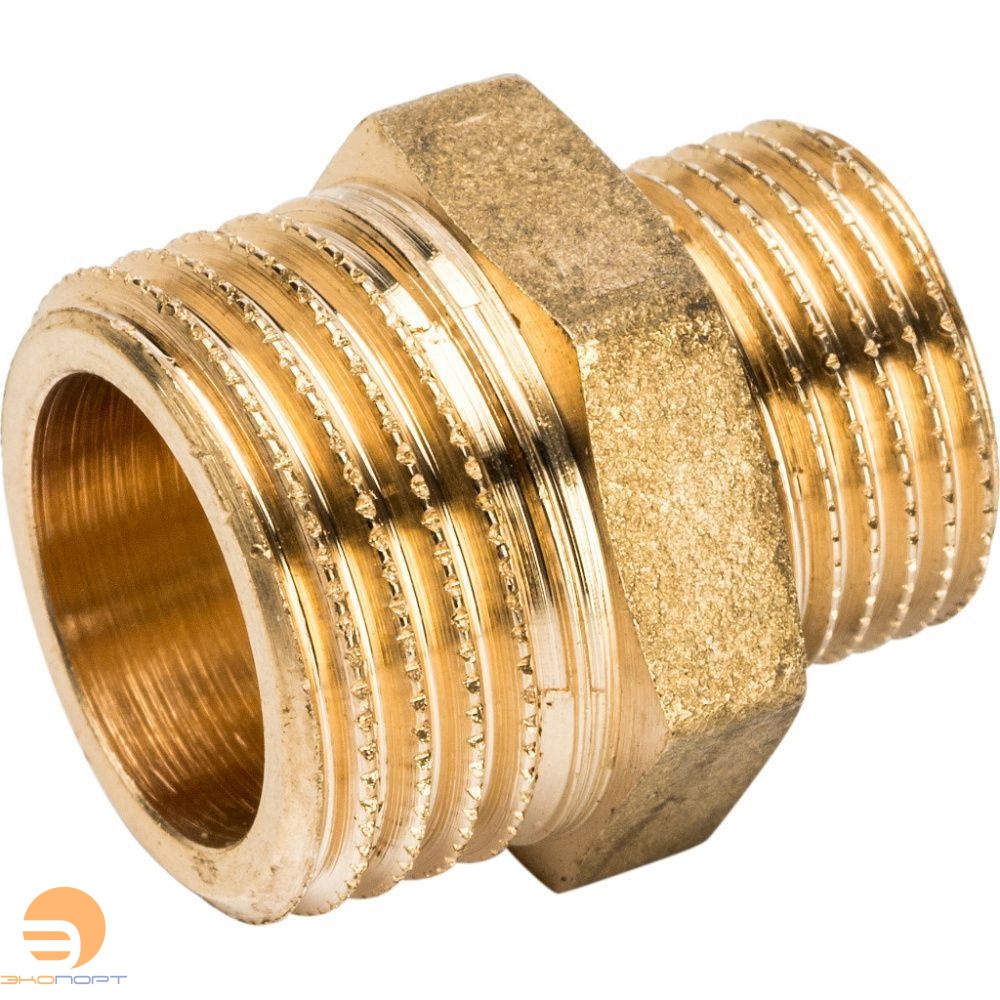 Ниппель  НР-НР 1/2х3/8 (латунь) STOUT