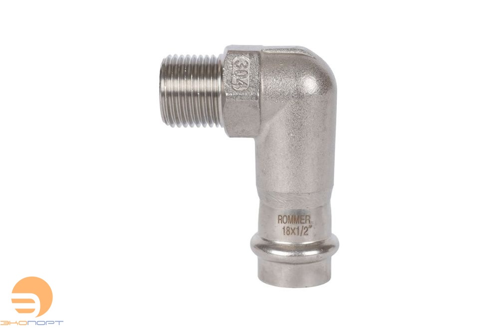 Отвод 18х1/2 НР нерж. Rommer