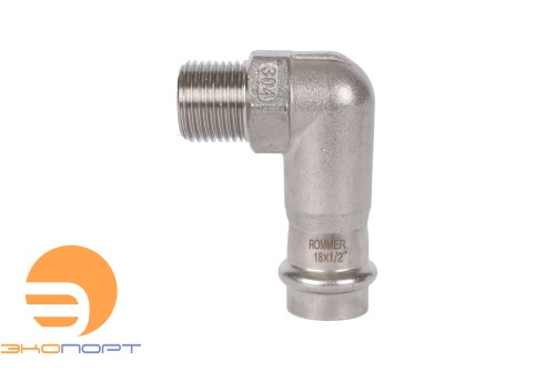 Отвод 18х1/2 НР нерж. Rommer