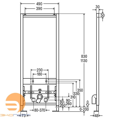 Модуль для биде Eco Plus, h=1130, Viega