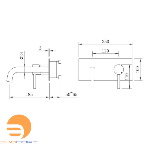 Смеситель для раковины скрытого монтажа VENTAS R совместный, хром, BERGES Смеситель для раковины скрытого монтажа VENTAS R совместный, хром, BERGES