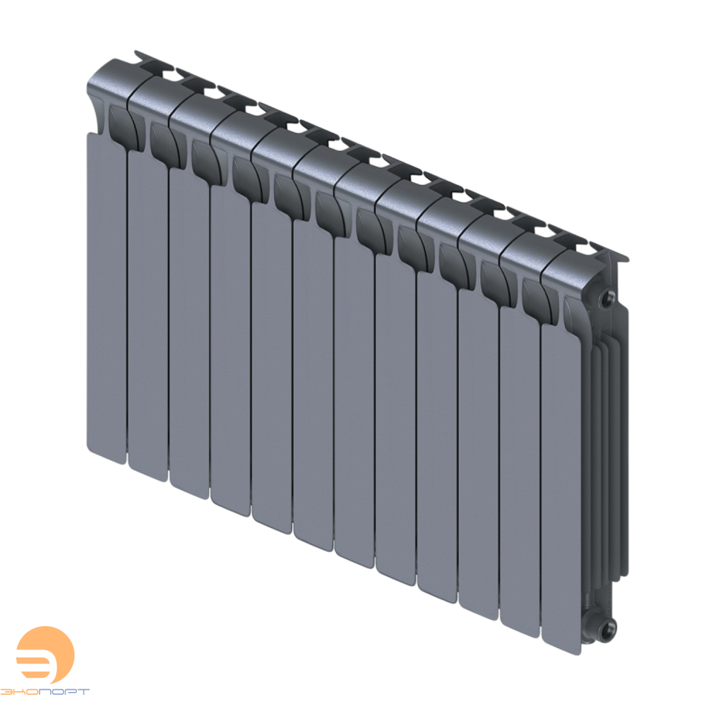 Радиатор биметаллический Monolit 500/100 мм 12 секции G3/4" боковое подключение Титан Rifar