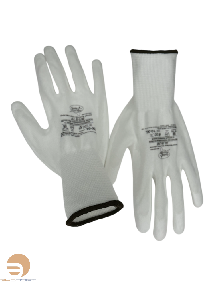 Перчатки нейлоновые белые с полиуретановым покрытием р. 10 (XL) 12/240 GM1001PU-white-10 Album