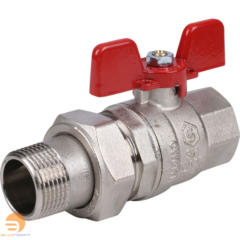 Кран шаровой полнопроходной со сгоном (EPDM) ВН  3/4" (бабочка) STOUT (гост)