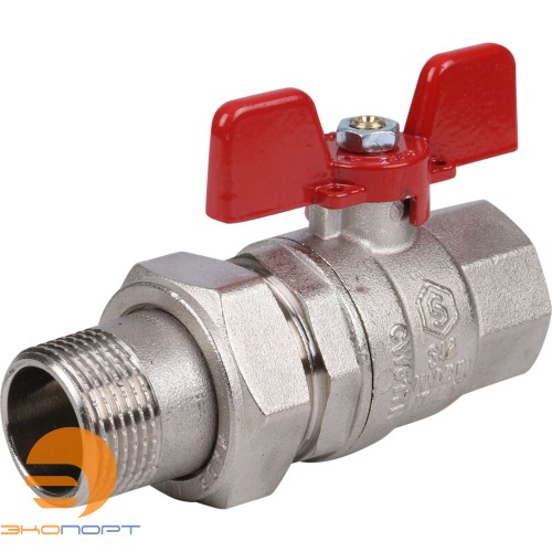 Кран шаровой полнопроходной со сгоном (EPDM) ВН  3/4" (бабочка) STOUT (гост)