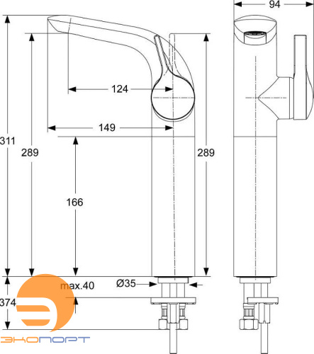Смеситель д/рак. Melange  с удлиненным корпусом IDEAL STANDARD