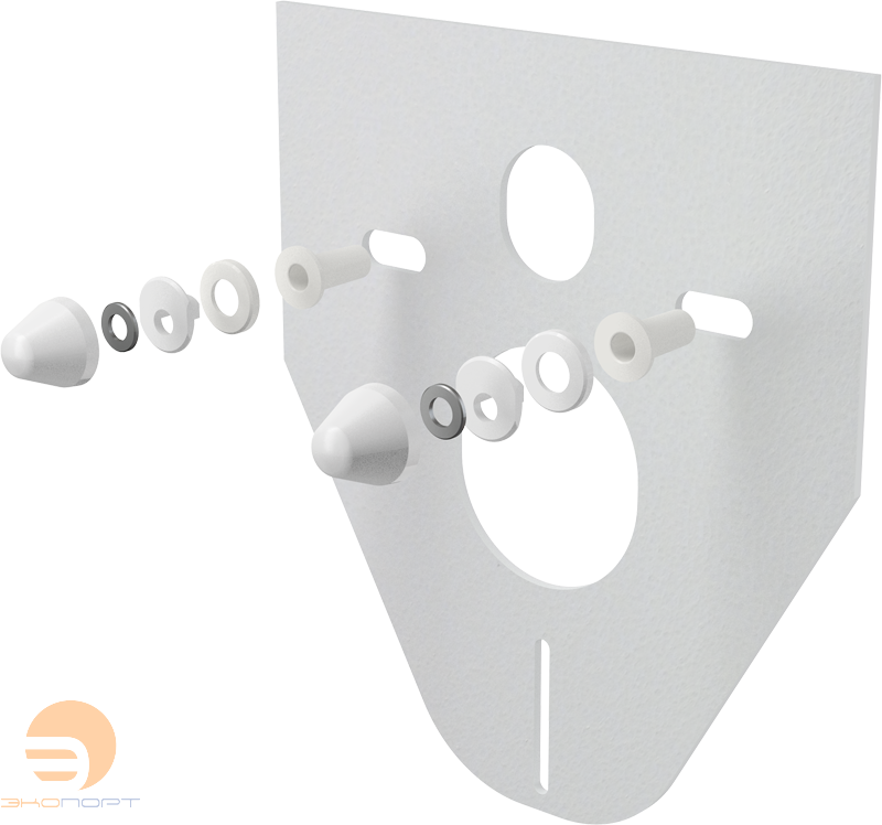 Плита звукоизоляционная для подвесного унитаза и биде с белыми колпачками ALCA PLAST