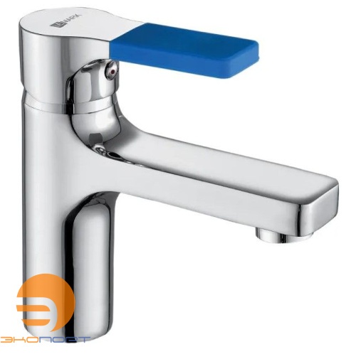 Смеситель для умывальника AURA монолитный, хром/синий, LEMARK