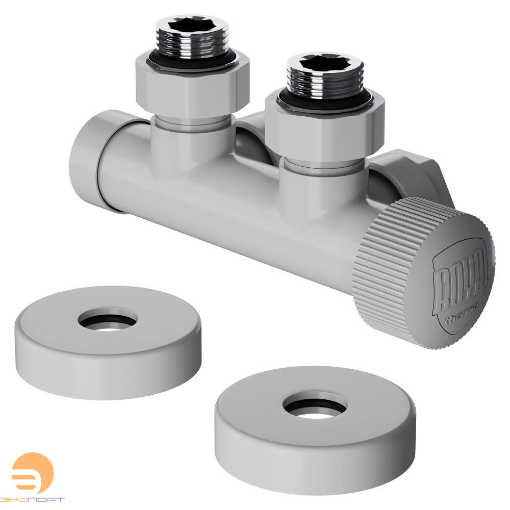 Узел нижнего подключения термостатический угловой Design Pro 15мм М30х1,5 (Белый), Royal Thermo